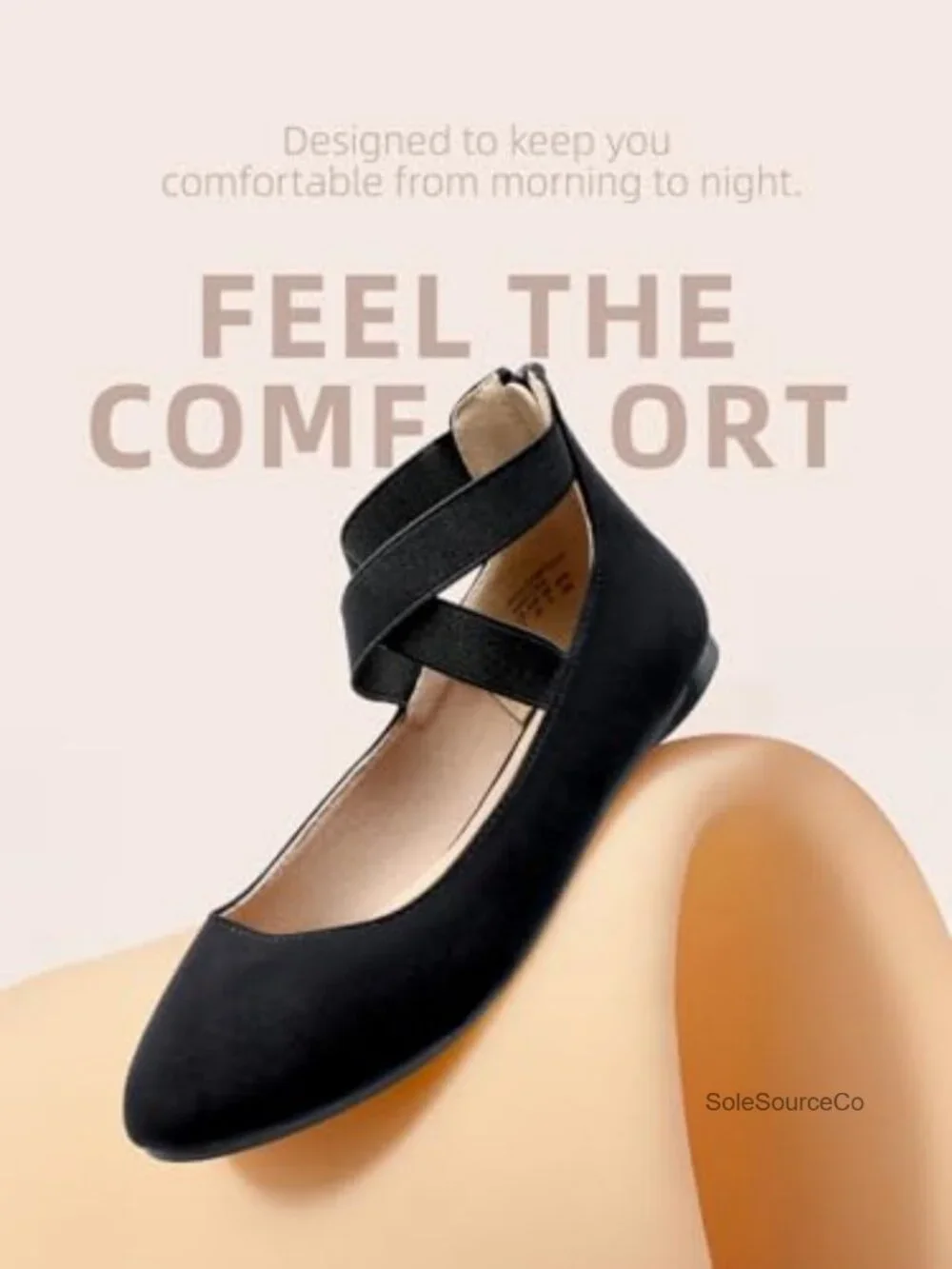 Women's Ankle Strap Ballet Flats Faux Suede Crossover Strap Comfortable Shoes